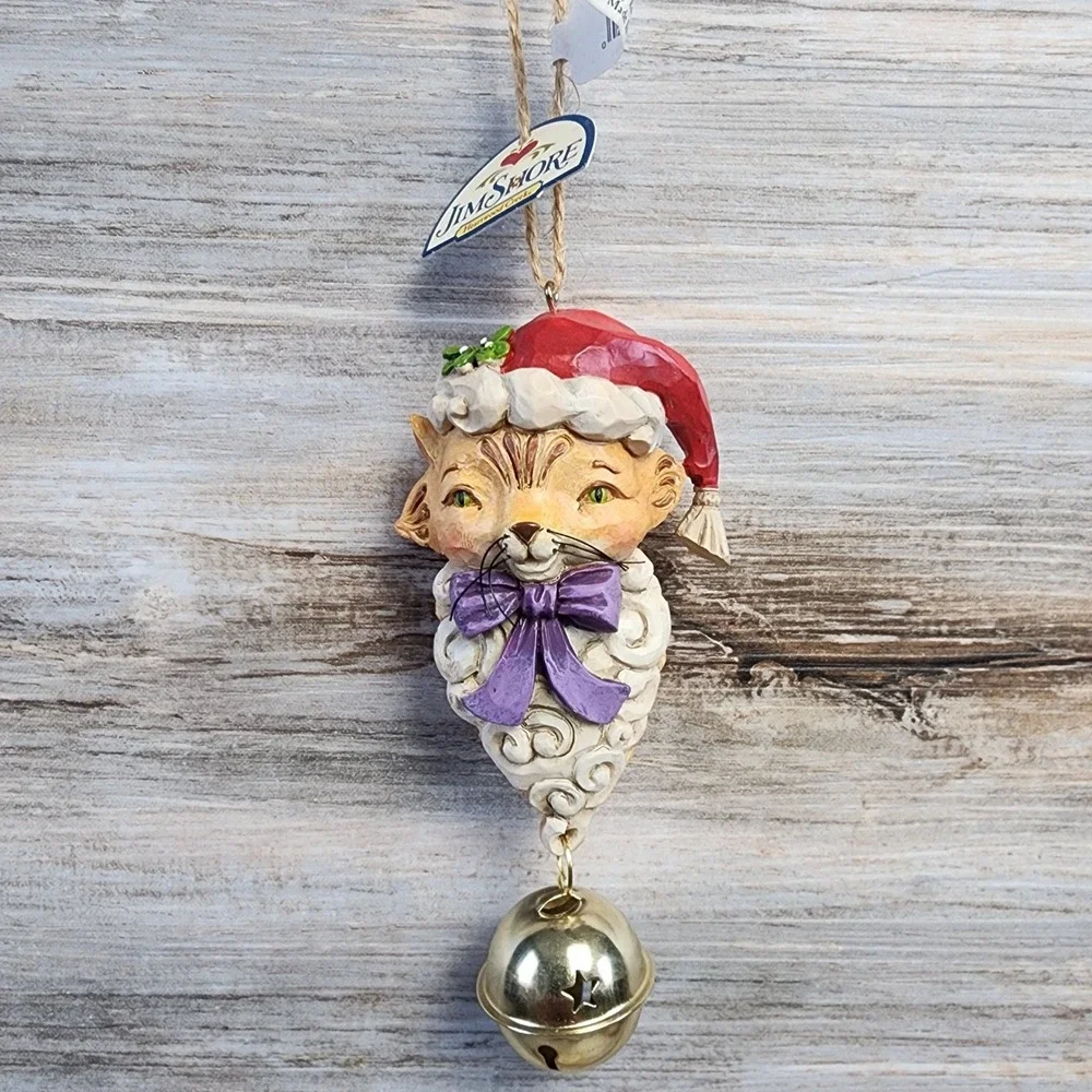 Jim Shore Heartwood Creek Cat Dangling Bell Ornament 4041126 Enesco Christmas